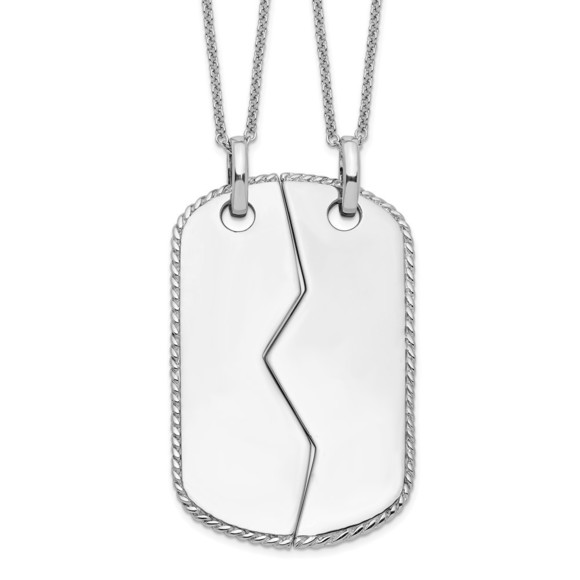 925 Sterling Silver PatrioticAntiqued Military Dog Tag For Two 18in Necklaces